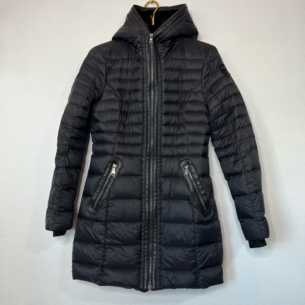 PAJAR LYVIEN LIGHT WEIGHT PACKABLE PUFFER BLACK HOODED JACKET SIZE S